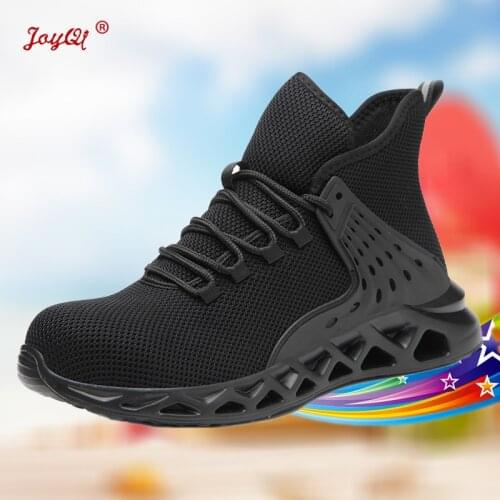 Men steel toe breathable work shoes sneakers casual male shoes plus size 38-48 JOY-169