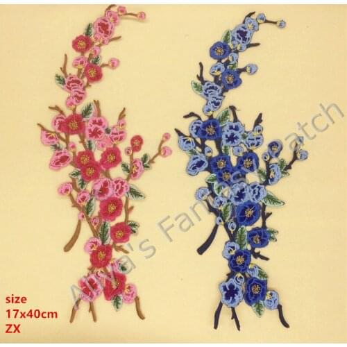 1 pcs big flowers embroidered patches iron on Motif Applique DK Fabric cloth embroidery Dress accessory