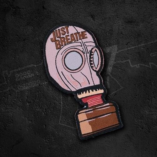 JUST BREATHE Embroidery Patches Deep Breathing Mask Don't Stop Tactical Chapter Badge For Clothes Bag Hat Sticker Decoration