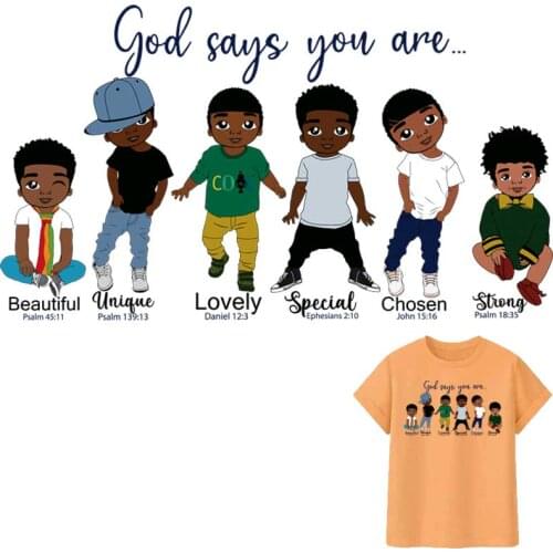 New Cartoon Black Boy Iron-On Patches For Clothing A-Level Washable T-Shirts Heat Transfers Stickers Exquisite Clothes Appliqued