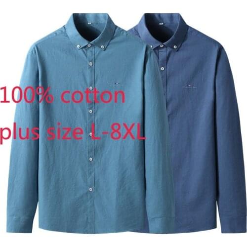 New Arrival Fashion Suepr Large Spring And Autumn Youth Cotton Long Sleeve Casual Shirts Plus Size L- 3XL 4XL 5XL 6XL 7XL 8XL