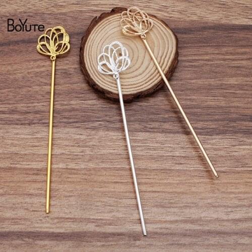 BoYuTe Wholesale (20 Pieces/Lot) 24*26MM Metal Alloy Flower Hair Stick Vintage Diy Hand Made Hair Accessories