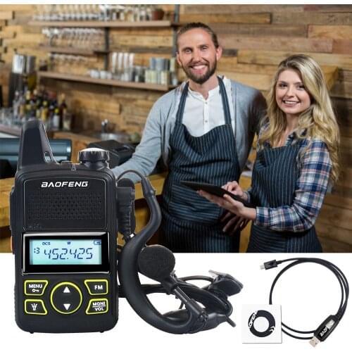 Baofeng walkie talkie BF-T1 mini pocket two way radio UHF400-470MHz 2W 20Ch ham portable radio w/ earpiece&USB programming cable
