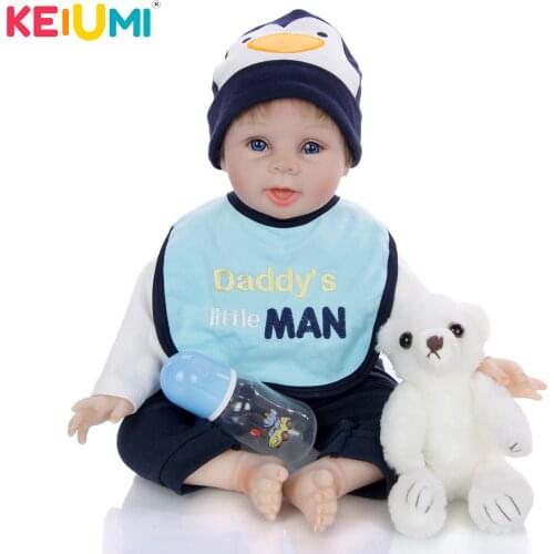 KEIUMI Lifelike 22 Inch Cute 55 cm Baby Doll Soft Silicone Vinyl Reborn Baby Doll Newborn Lovely Toy For Boy Kids Christmas Gift