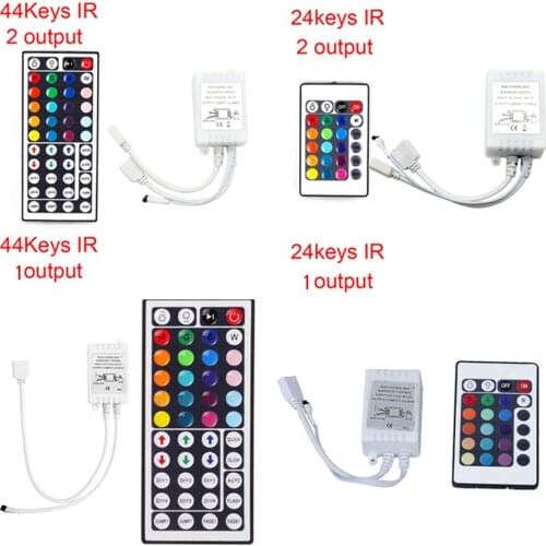 RGB Led Controller With 44Keys 24Keys IR Remote Led Controller For 3528 5050 RGB Led Strip Tape Lighting DC12V 6A Two Outputs