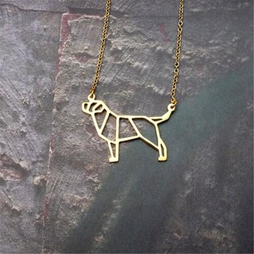 Unique cute Origami Labrador dog animal pet Pendant Choker Necklace for women girls delicate Christmas fashion gift Jewelry