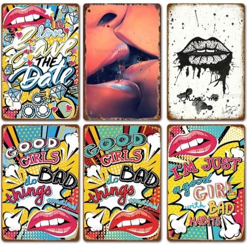 Good Girls Do Bad Things Vintage Poster Retro Plaque Metal Signs Bar Club Home Wall Decor Kiss Me Plates Home Decoration