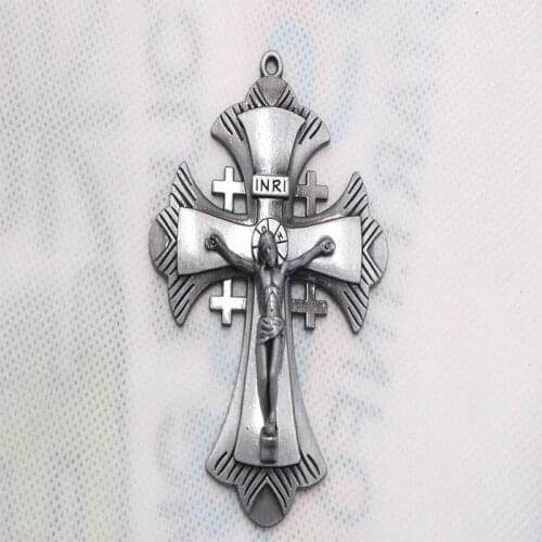 Religion Vintage Jesus Cross Metal Medal Big Cross Christian Medal Cross Religious Pendant Charm