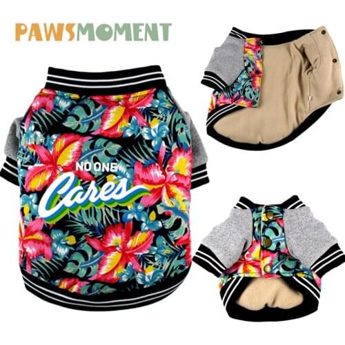 Winter Fashion Flower Printing Pet Dog Clothes for Small Dogs Clothing French Bulldog Warm Jacket Dog Accessories Pug Warm Coat