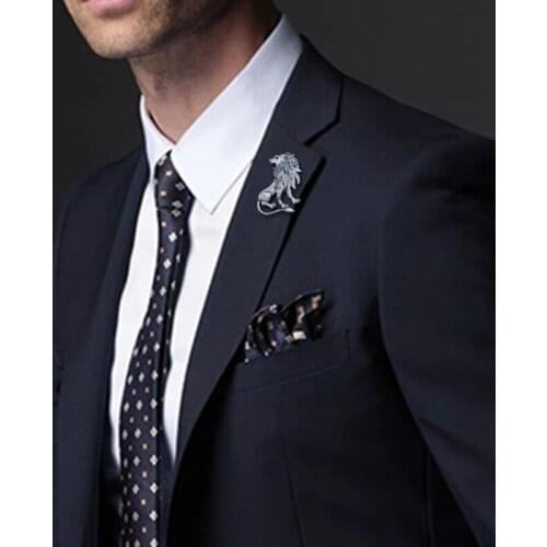 Gold silver lion pin