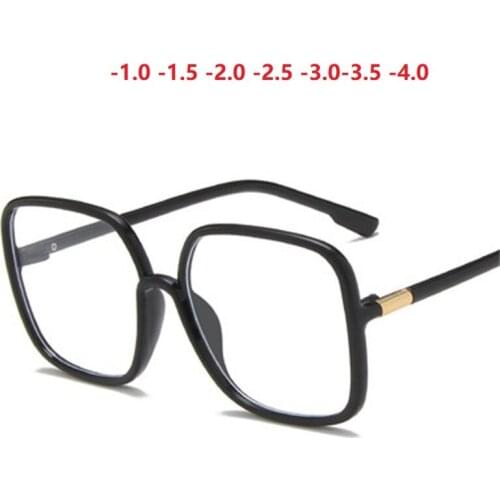 -1.0 1.5 2.0 2.5 3.0 to 4.0 Transparent Finished Myopia Glasses Men Women Black Eyeglasses Prescription Shortsighted Eyewear