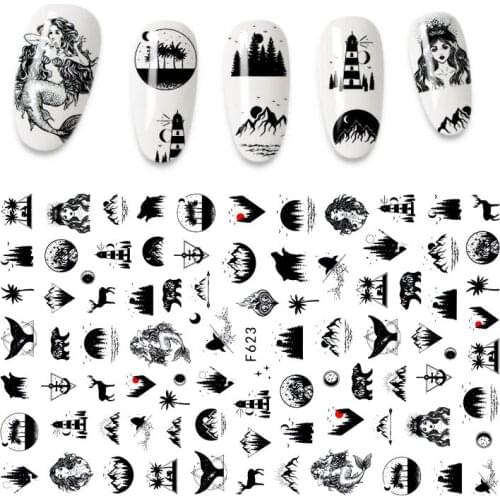 1 sheet 3D Nail Sticker Mermaid Heart Image Nail Art Decorations Stickers For Nail Manicure 2021 New