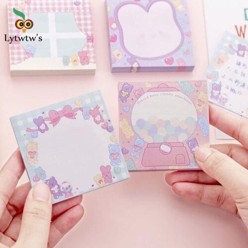 1 PCS Adhesive Cute Kawaii INS Pink Girl Sweetheart Candy Sticky Notes Notepad Memo Pad Office School Supply Stationery Notebook