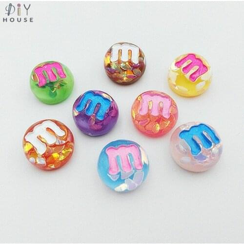 10/20/30Pcs Sequins Chocolate Candy M Beans Flatback Planar Resin Accessories DIY Craft Supplies Jewelry Phone Decor Material
