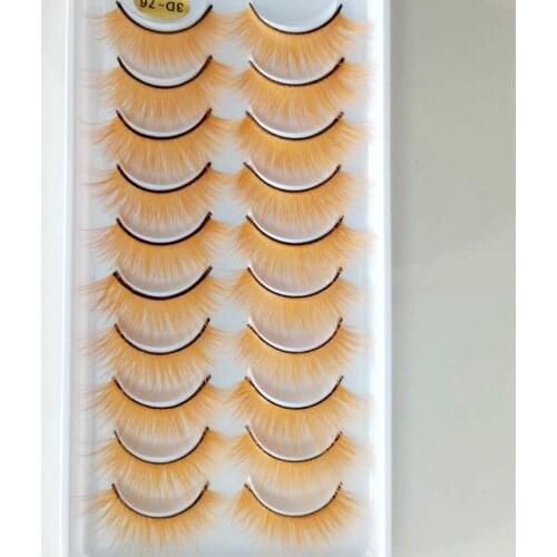 10Pairs 3D Mink Eyelashes Natural Thick Long False Eyelashes yellow soft Lashes Makeup Extension Eyelashes maquiagem