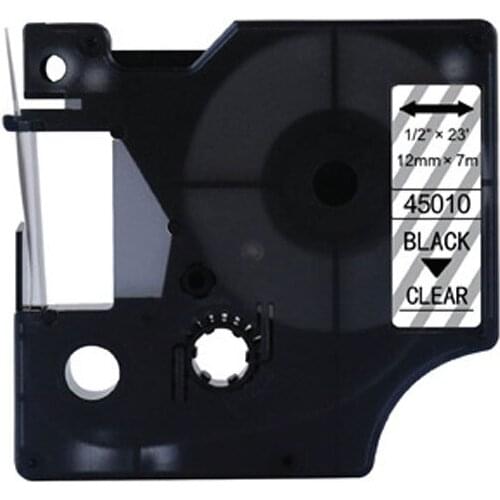 10Pcs 45011 45020 Labeling Tape Cartridge Compatible Dymo D1 Label Tapes for LM160 LM280 260P PNP Printer 12mm black on White