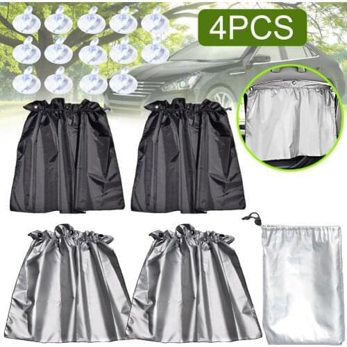 2/4Pcs Sun Shade With Suction Cup Black Universal Car Sunshade Sunscreen Block Curtain Auto Car Protection Window Curtain
