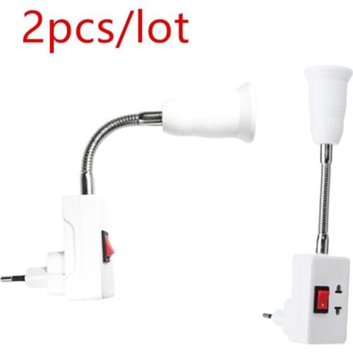2pcs/lot Flexible E27 Light Lamp Bulb Adapter Socket Extend Extension Converter Wall Base Holder Screw Socket EU Plug