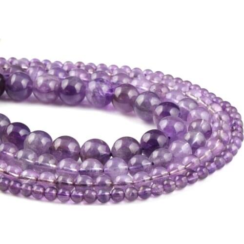 2020 Loose Beads Natural Stone Amethystd Round Shape Beads for Jewelry Making Necklace Bracelet Gift for Women Size 4 6 8 10mm
