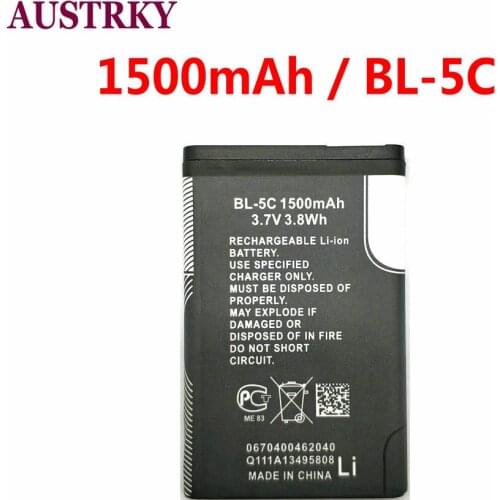Mobile Phone 1500mAh Battery BL-5C For NOKIA C2-01 N70 N72 C2-02 C2-03 C2-06 X2-01 5130 2610 BL 5C Li-ion Bateria 3.7V Batteries