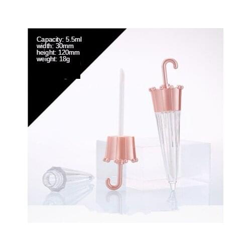 5.5ML Umbrella Shaped Lip gloss Tube Empty Cosmetic Lip glaze Containers Rose Gold Lipstick Lipgloss Bottles Makeup Accessories