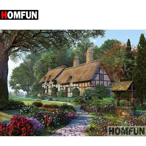 HOMFUN 5D DIY Diamond Painting Full Square/Round Drill "House scenery" Embroidery Cross Stitch gift Home Decor Gift A08421