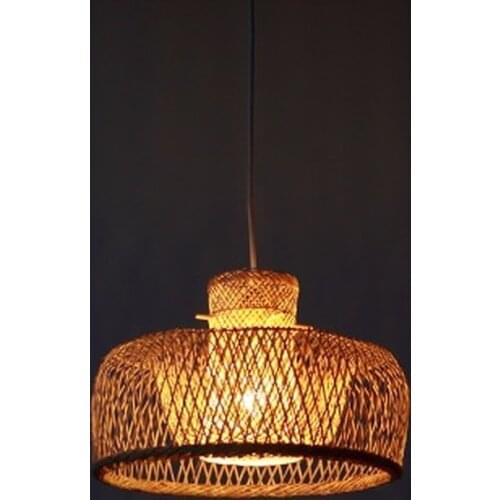 Bamboo Wicker Rattan Miss Hat Shade Pendant Light Fixture Japanese Asian Rustic Vintage Hanging Ceiling Lamp Plafon Lustre Avize