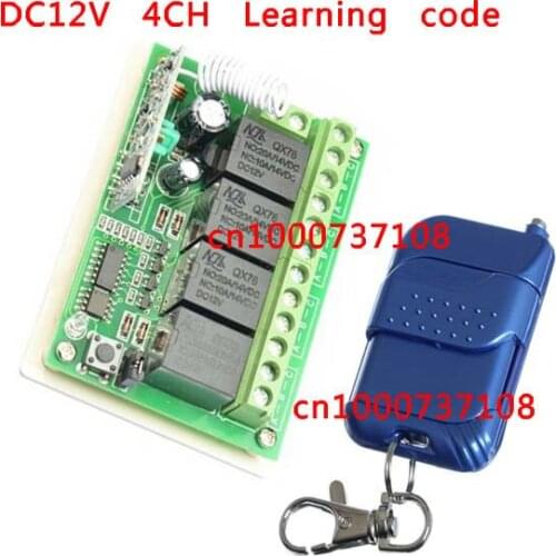 DC12V 10A 4CH RF Wireless Remote Control Switch 12V Transmitter&Receiver Output Way Adjustable 315/433MHZ