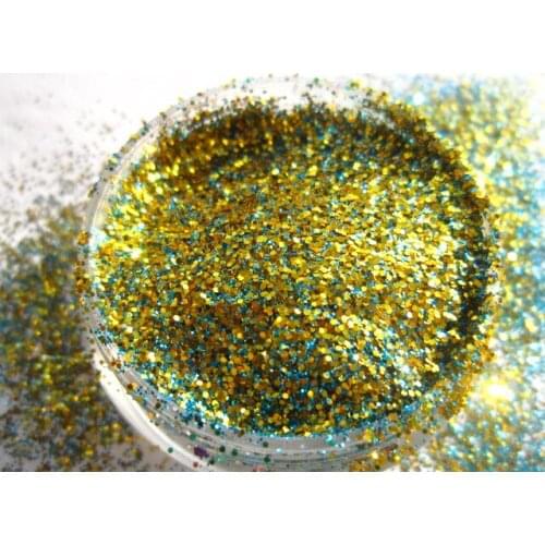 Fine Gold Blue Glitter Powder Solvent Resistant Glitter Mix for Gel Nail Art Nail Polish Resin Craft Phone case Decorate G555