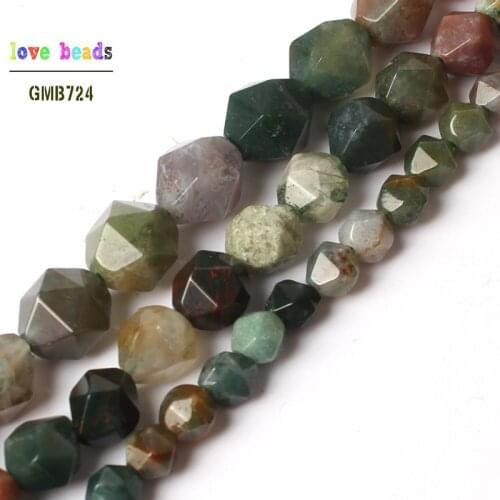 Natural Stone Beads Faceted India Agates Round Loose Beads For Jewelry Making Bracelet 6/8/10mm 15inches