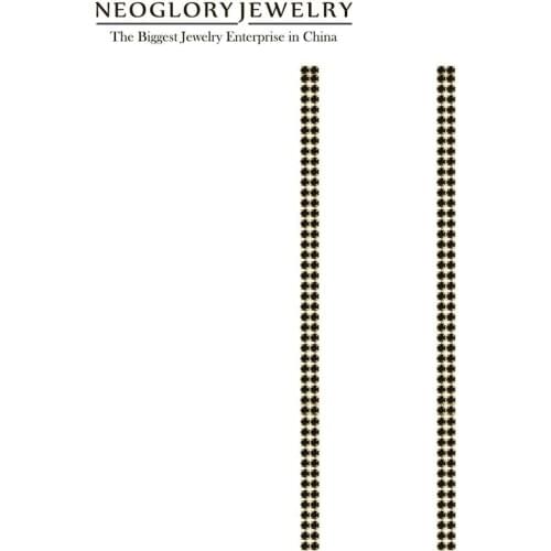Neoglory 2020New Fashion 2MM CZ 2Rows 13cm Claw Chain Crystal Tassel Earrings For Women Bride Jewelry For Wedding Gift Souvenir