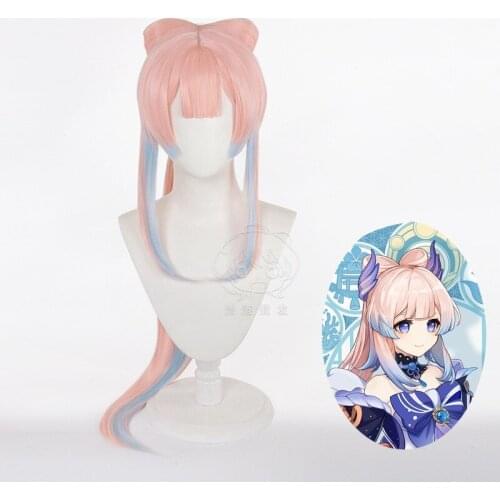 Game Genshin Impact Sangonomiya Kokomi Headwear wig for Halloween Fancy Stage Performance Props Amine Fans Collection Fans Gift