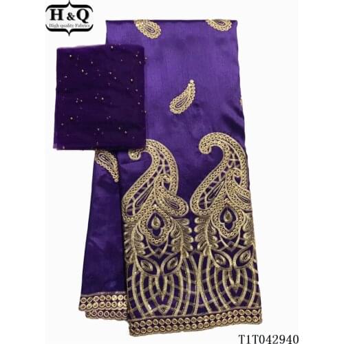 H&Q 5+2 yards one set high quality embroidery african george satin lace fabric matching french tulle laces chiffon fabrics GL526