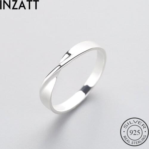 INZATT OL Minimalist Geometric Wave Ring Real 925 Sterling Silver Fine Jewelry For Charm Women Birthday Party Accessories Gift