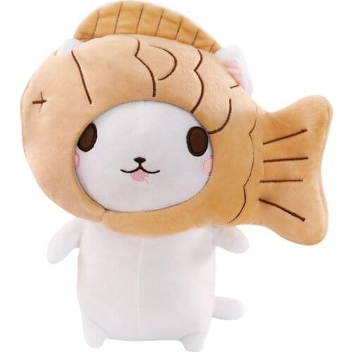 Strawberry cat Doll Taiyaki Cat doll korea hot cute backpack pendant Changed into Cat Plush Toy Single Shoulder Pack Doll