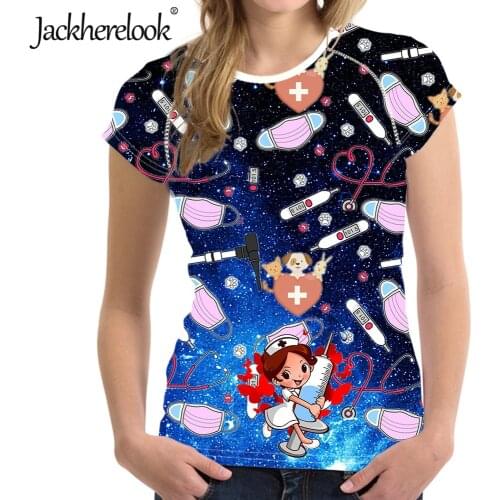 Jackherelook Summer Female Slim Tops Cute Cartoon Nurse Doctor Medical Design Tshirts Harakuju Women T-Shirt Tee Camisetas Mujer