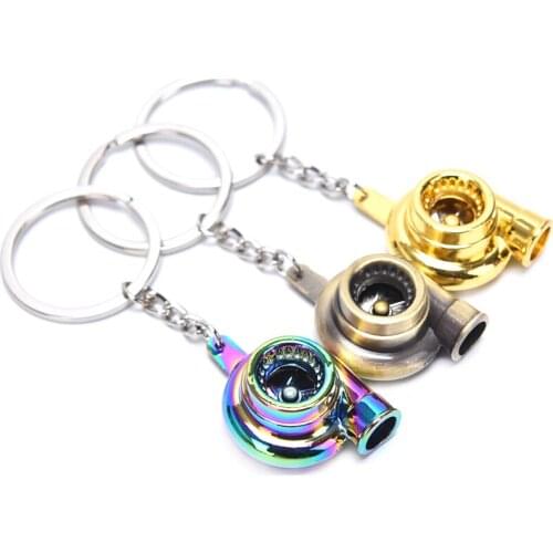 1pcs Man Metal Auto Part Turbo Chain Model Key Chains Turbine Turbocharger Blower Keyholder Key Ring Turbo Keyfob Accessories