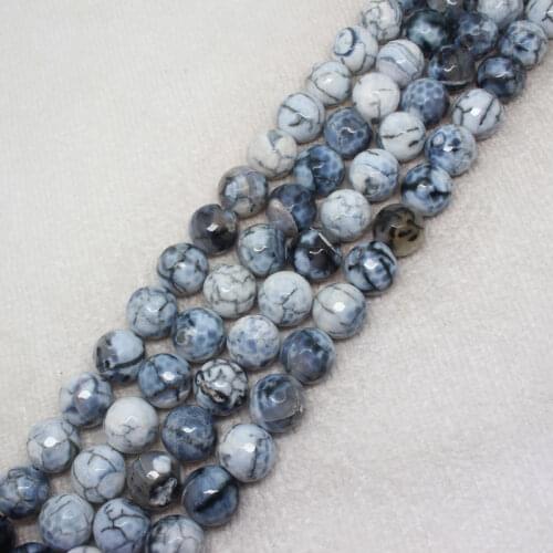 Mini.order is $7! 6-12mm Faceted White Multicolor Crab Agates Round Stone DIY loose beads 15"