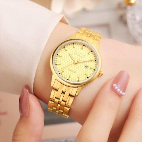 Fashion Creative Vintage Business Clock Women Men KKY Brand Quartz Golden Watch Tide Lovers Couple Party Office For Gift Watches