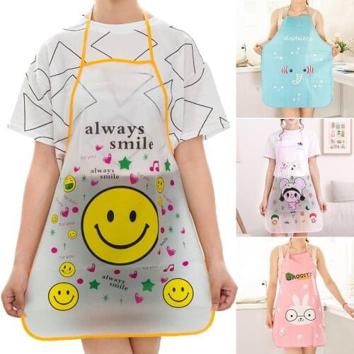 Cartoon Apron Waterproof PVC Bibs Kitchen Restaurant Cooking Oil Proof Aprons PVC Apron