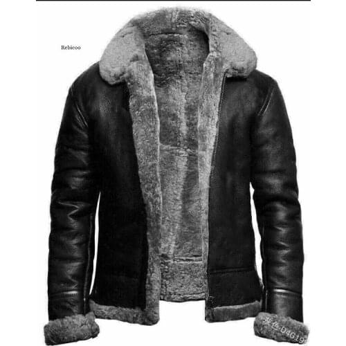 2021 Mens Autumn and Winter PU Leather Imitation Fur Fur Leather Coat