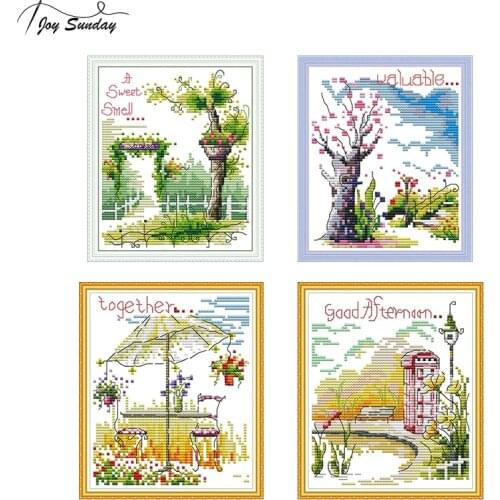Joy Sunday Shy Cat Cross Stitch Kits for Embroidery Kits 14CT 11CT Aida Fabric Printed Canvas DIY Handmade Needlework Home Decor