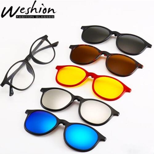 Clip On Glasses Cat Eye Polarized Sets Sunglasses Women Men 5 In 1 2019 TR90 Optical Prescription Frames Eyeglass Corrective