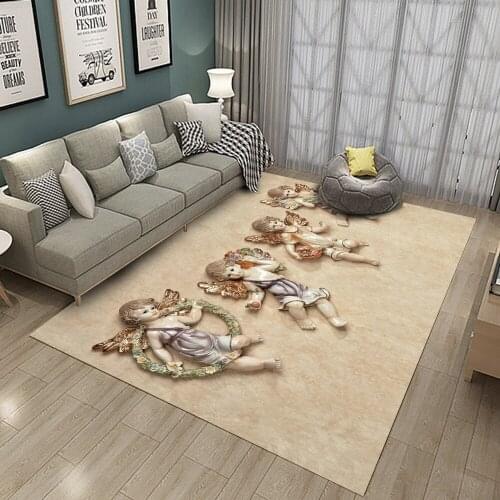 Floor Printed Carpet For Living Room Bedroom Home Decorative Children Wish Angel Crapet Area Carpet Flannel Rug Room Printed