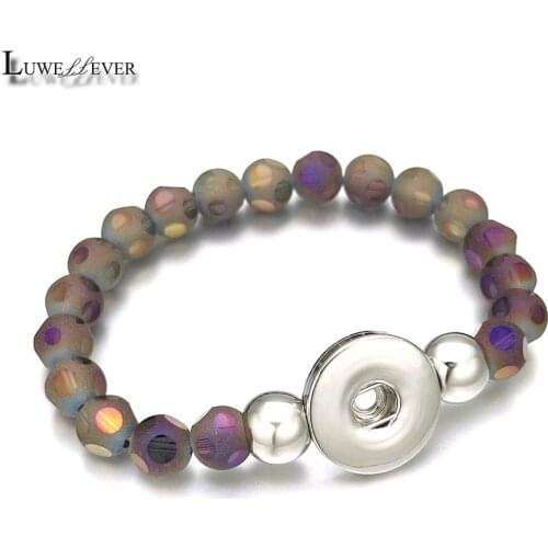 New 286 Interchangeable Candy Colors Expandable Stretch Acrylic Glass Bead Bracelet fit 18mm Snap Button Jewelry For women
