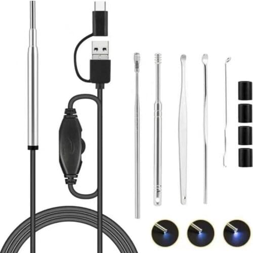 New 3 In 1 Ear Wax Removal Tool USB Otoscope-Ear Scope Camera In Ear Cleaning Endoscope Visual Ear Spoon 3.9mm Earpick Otoscope