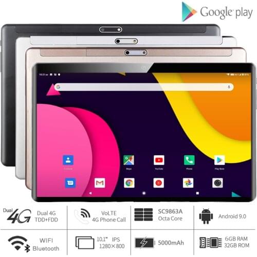 New product 10 Inch tablet Android 9.0 Google Market 1280x800 IPS Wifi Dual SIM Phone call Glass Screen 10.1 Tablet pc + Gift