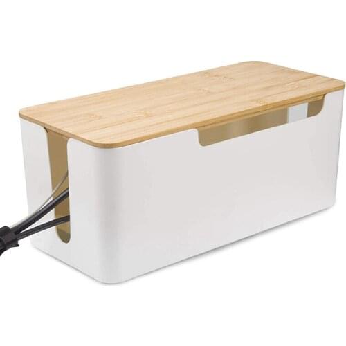 Cable Box Organizer, 12.2X5.5X5.1 Inches Anti-Dust Hide Wires Box with 15 Cords Organizers Cable Management Box