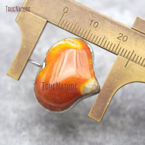 Semi Precious Stone Mookaite Pendant Heart Stone Pendant Silver Plated Pendant PM27312