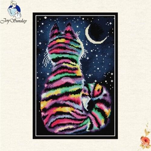 Joy sunday Lovely Cat Chinese Counted Cross Stitch Pattern Painting Needlework 11CT 14CT Printed On Canvas DMC Fabric DIY Set